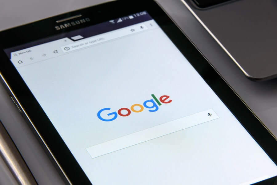 Google homepage on a tablet 