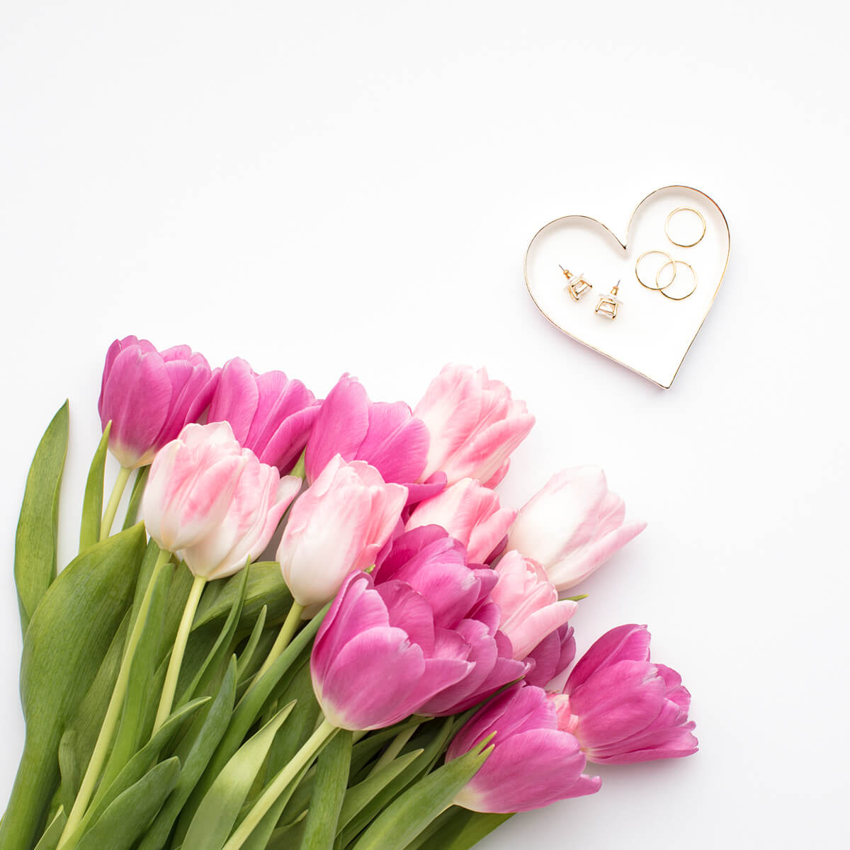 Pink tulips and a heart