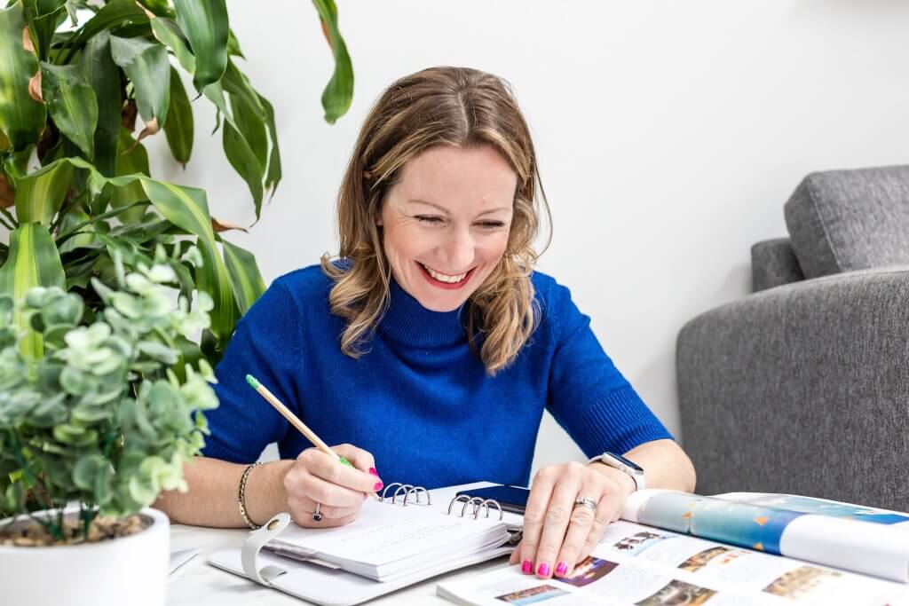 PR consultant Zoe Hiljemark smiling while working
