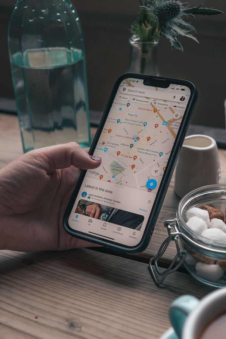 Google Maps shown on a mobile phone