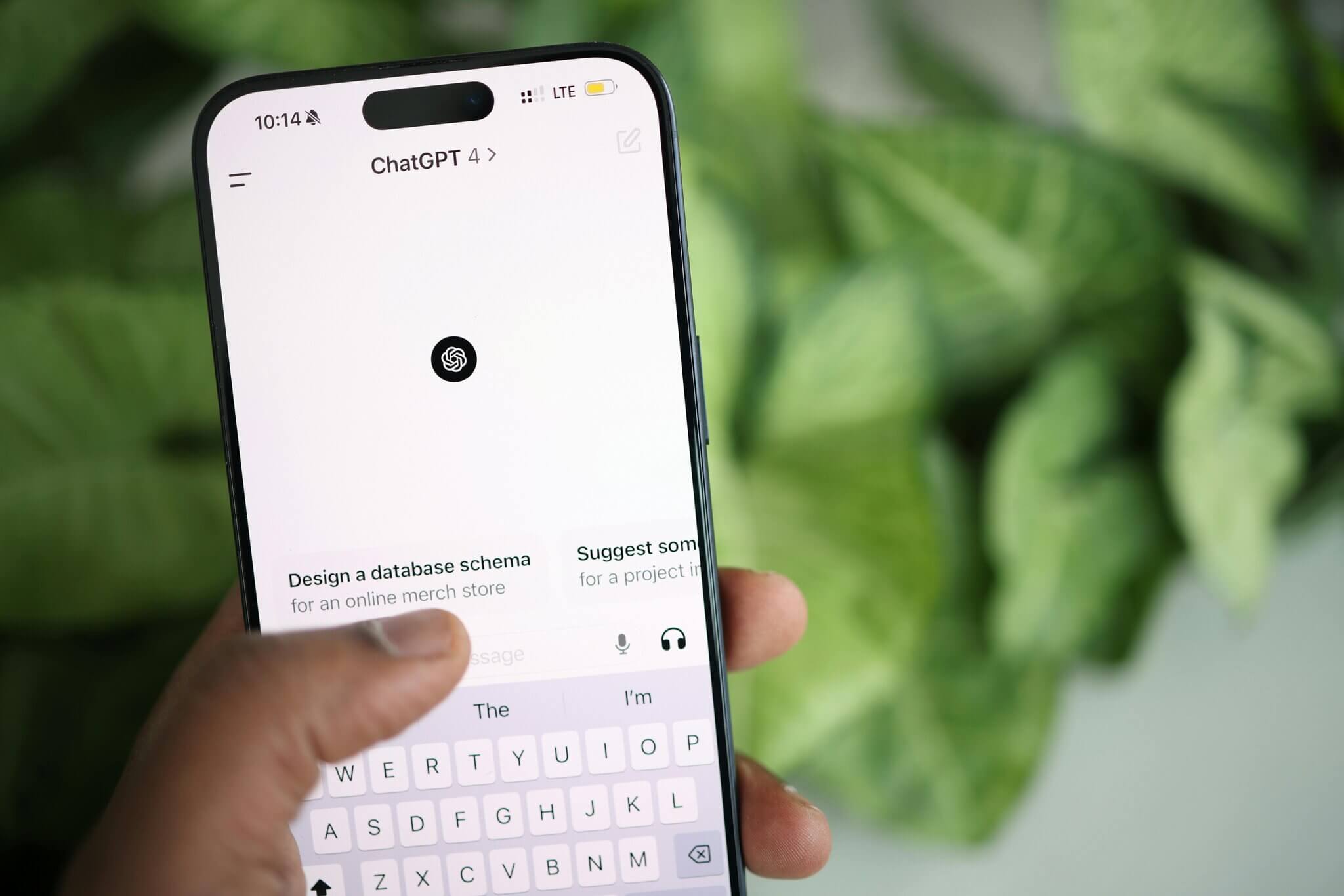 ChatGPT interface on mobile phone